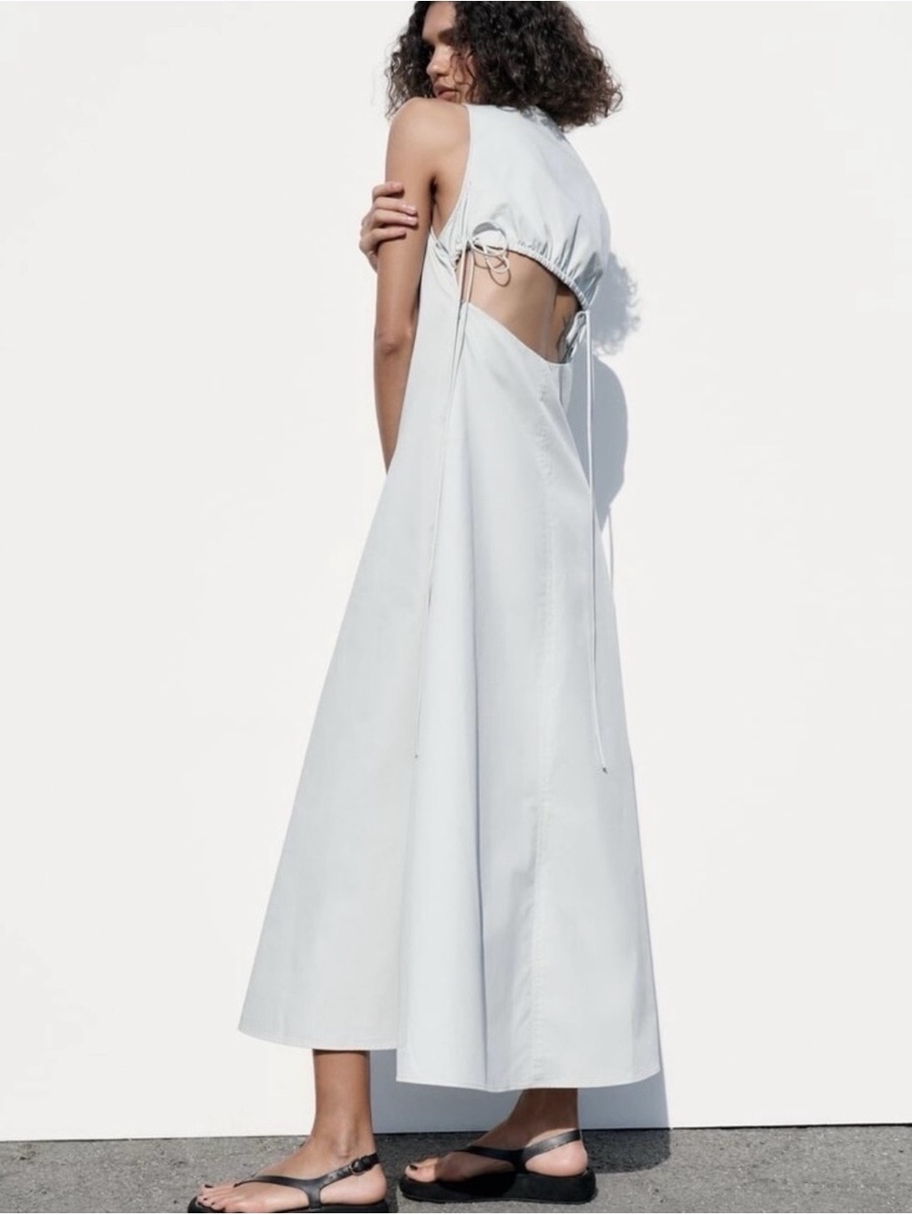 Zara Backless Maxi Dress in Pale Gray